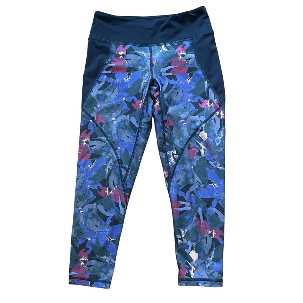 Patagonia Blue Abstract Centered Crop Leggings Pants Yoga Workout